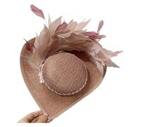 Bandeau à plumes et fleurs for mariage, couvre-chef for femme, chapeau de course Royal Ascot, pilulier, cocktail, thé, Derby, for femme(Brown)