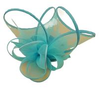 Bandeau à plumes et fleurs for mariage, couvre-chef for femme, chapeau de course Royal Ascot, pilulier, cocktail, thé, Derby, for femme(Sky Blue)