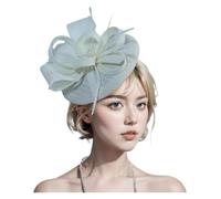Bandeau à plumes et fleurs for mariage, couvre-chef for femme, chapeau de course Royal Ascot, pilulier, cocktail, thé, Derby, for femme(Beige,Diameter about 16cm)