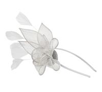 Bandeau à Plumes Fascinateur, bandeau de mariée, chapeau, fleur, maille, ruban, plumes, Fedora, pince, cocktail, thé, accessoire for cheveux(GRAY)