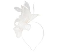Bandeau à Plumes Fascinateur, bandeau de mariée, chapeau, fleur, maille, ruban, plumes, Fedora, pince, cocktail, thé, accessoire for cheveux(White)