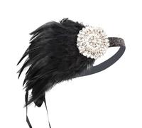 Bandeau à plumes pour femme - Bandeau à plumes vintage des années 1920 - Accessoire pour femme - Carnaval, cocktail, mariage, fête à thé, noir B