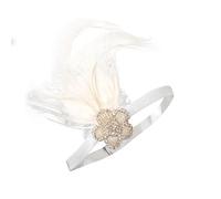 Bandeau à plumes pour femme - Bandeau à plumes vintage des années 1920 - Accessoire pour femme - Carnaval, cocktail, mariage, fête à thé, blanc A