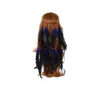 Bandeau à Plumes Serre-tête à plumes colorées; coiffe for photographier(Blue)