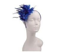 Bandeau à Plumes Serre-têtes fascinateurs for femmes, charmants, en maille, avec plumes et fleurs, accessoires for cheveux de mariage(Blue)