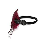 Bandeau à plumes style art déco années 1920 - Gatsby le Magnifique - Pour femme, 5282Wine Red, taille unique