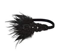 Bandeau à plumes style art déco années 1920 - Gatsby le Magnifique - Pour femme, Noir (5808), taille unique