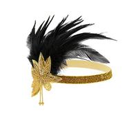 Bandeau à plumes style art déco années 1920 - Gatsby le Magnifique - Pour femme, Or 5288, 1 Count (Pack of 1)