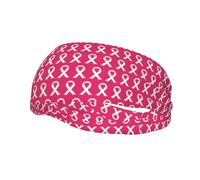 Bandeau anti-transpiration antidérapant pour homme et femme, motif ruban rose, idéal pour la lutte contre le cancer du sein, le basket-ball, le yoga