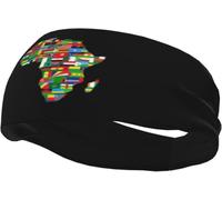 Bandeau Anti-Transpiration Drapeau sud-Africain et Carte de l'Afrique, antidérapant, séchage Rapide, Motif Basket-Ball Amusant, pour Hommes et Femmes.