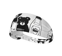 Bandeau Anti-Transpiration imprimé Ours en Bouteille de Lait Mignon, Bandeau de Voyage pour Sports de Plein air, Yoga, Cyclisme, Exercice, Fitness élastique