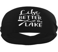 Bandeau Anti-Transpiration Life is Better at The Lake Sports pour Hommes et Femmes pour Le Tennis, Le Basket-Ball, la Course à Pied, la Gym et l'entraînement