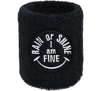 Bandeau Anti-Transpiration pour Homme avec Broderie Motivation : Rain Or Shine - I am Fine Absorbant, en éponge Noire, Cadeau Moderne idéal pour Le Fitness