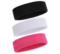 Bandeau Anti-Transpiration Pour Hommes et Femmes - 3PCS Sport évacuant l'humidité, Coton éponge Athlétique Absorbant (Black/White/Pink)