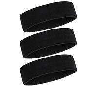 Bandeau Anti-Transpiration pour Hommes et Femmes - Bandeaux de Sport 3PCS évacuant l'humidité Bandeau en Coton éponge athlétique Bandeau Absorbant la Transpiration (Black)
