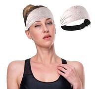 Bandeau antidérapant pour femme avec imprimé léopard en feuille d'or rose, leurs formes fusionnent et se déforment de manière abstraite - Bandeau de tennis extensible pour la randonnée, la randonnée