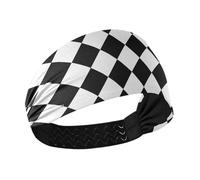 Bandeau athlétique antidérapant à carreaux noirs et blancs pour femmes, bandes élastiques pour basket-ball, entraînement, course à pied, volley-ball, cintas para el pelo de mujer