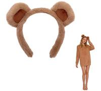 Bandeau avec oreilles d'ours en fourrure - Il y a 2 oreilles d'ours mignonnes et moelleuses, pour adultes, femmes et hommes, cosplay et fêtes (1 pièce)