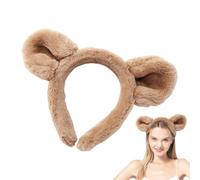 Bandeau avec oreilles d'ours - Joli bandeau de beauté en peluche pour laver le visage, soins de la peau, maquillage, accessoires de cheveux pour femmes et filles