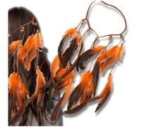 Bandeau avec plumes artificielles boho en orange.