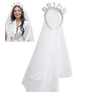 Bandeau avec voile de mariage - Bandeaux pour enterrement de vie de jeune fille | avec voile pour future mariée, de perles élégant, accessoire pour enterrement de vie de jeune fille