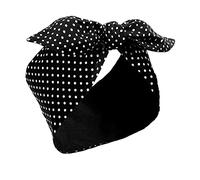 Bandeau Bandana Blanc à Pois Bandeau de Fil Rétro Accessoires de Cheveux pour Femmes et Filles (Noir, Petits Pois)
