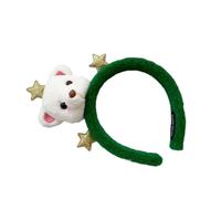 Bandeau, bandeau, bandeau for femme, bandeau à fleurs en tissu, bandeau ours en peluche de dessin animé for femmes, maquillage, diffusion en direct, bandeau doux,(Green)