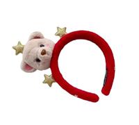Bandeau, bandeau, bandeau for femme, bandeau à fleurs en tissu, bandeau ours en peluche de dessin animé for femmes, maquillage, diffusion en direct, bandeau doux,(Red)