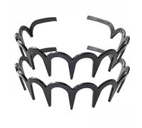 Bandeau Bandeaux de cheveux pour les femmes Hommes, d'onde polyvalents Bandeaux réversibles avec des dents,Nouveau bandeau de peine (2PCS-Black, One Size)