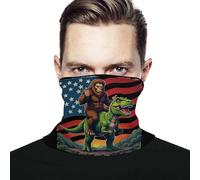 Bandeau Bigfoot Tyrannosaure avec Drapeau Américain Sasquatch Durable Echarpe Elastique Masque Facial pour Moto Airsoft Randonnée 2 Pièces