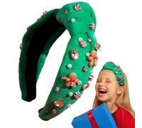 Bandeau bonhomme en d'épice, bandeau noué de Noël pour femme - Bande de cheveux de vacances de Noël en d’épice | Accessoires pour cheveux élastiques, bandeau en strass pour vêtements de noël