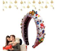 Bandeau bonhomme en d'épice, bandeau noué de Noël pour femme - Bande de cheveux de vacances de Noël en d’épice | Accessoires élastiques, bandeau de père noël, décorations de noël pour filles