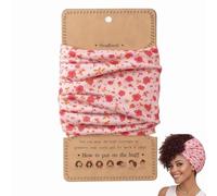 Bandeau bou nanas pour femme - Bandeau extensible extra large pour cheveux bouclés bouclés épais anti-frisottis doux et respirant - Écharpe de sommeil de voyage (floral)