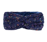 Bandeau Cache-Oreilles Bandeau à pois de couleur doublé polaire, tricoté, épais, chaud, couverture de Protection des oreilles for sport, automne et hiver(Dark Blue)