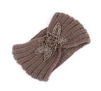 Bandeau Cache-Oreilles Bandeau turban tricoté for femme, chaud for l'hiver, large, avec nœud crocheté et strass, extensible, accessoire for cheveux(Coffee)