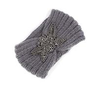 Bandeau Cache-Oreilles Bandeau turban tricoté for femme, chaud for l'hiver, large, avec nœud crocheté et strass, extensible, accessoire for cheveux(GRAY)