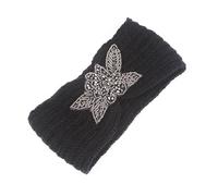 Bandeau Cache-Oreilles Bandeau turban tricoté for femme, chaud for l'hiver, large, avec nœud crocheté et strass, extensible, accessoire for cheveux(Black)