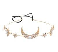 Bandeau Casque De Lune Chaîne Tête De Lune Postiche Géométrique Casque En Strass Bijoux De Chaîne De Tête Pour Les Femmes -tête Orné De Perles Bijoux De Lune Alliage De Zinc Healeved