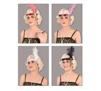 Bandeau Charleston - BOLAND - Sequin - Plume - Imitation diamant - Franges perlées - Rose