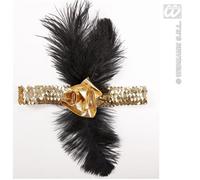 Bandeau Charleston Doré avec Plumes Adulte Années 20 - WIDMANN - Accessoire de Déguisement