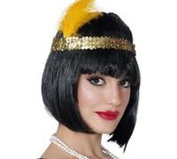 bandeau charleston sequins plumes 20cm or - guirca 13203 Jaune G