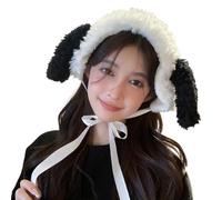 Bandeau chaud en fourrure avec cornes de renne avec cache-oreilles pour tour de tête par temps froid