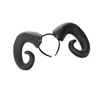 Bandeau Cheveux Cornes de Bélier - Accessoire Steampunk en Coton Mousse pour Costume Halloween, Fêtes et Spectacles (Noir)