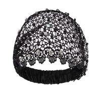 Bandeau cheveux en dentelle - élastique avec œillets et strass de style vintage, bandeau extra large en dentelle pour femme - pour cérémonies de mariage et pour la relaxation du temps libre