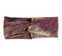 Bandeau Cheveux Femme Bandeaux élastiques en coton tie-dye for femmes, bandeau de sport, turban yoga(Wine red)