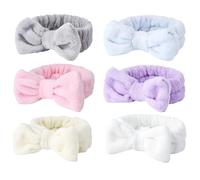 Bandeau Cheveux Femme Ensemble de bandeaux faciaux Spa 6 pièces-polaire douce for le maquillage, lavage du visage, les soins la peau, Yoga(COLOR 03)