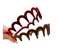 Bandeau Cheveux Femme Flocking Plastic Teeth Headbands Winter Wavy Headband With Big Combs Non-slip Hair Bands For Women Accessories(Red Brown(2pcs))
