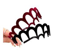 Bandeau Cheveux Femme Flocking Plastic Teeth Headbands Winter Wavy Headband With Big Combs Non-slip Hair Bands For Women Accessories(Red Black(2pcs))