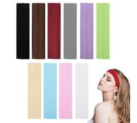 Bandeau Cheveux Femme Homme Sport, Lot de 10 bandeaux antidérapants pour femme Bandeau élastique tendance pour femme - Pour l'entraînement, la transpiration - En coton doux