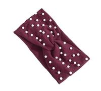 Bandeau Cheveux Femme Serre-tête Croisé En Coton Avec Perles Et Filetage, Couleur Unie, For Le Lavage Du Visage, For L'automne L'hiver(Wine Red)